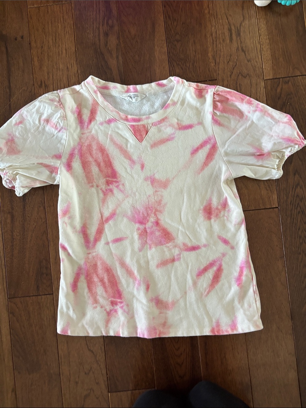 Candace Cameron Bure Pink & White Tie-Dye Short Sleeve Tee